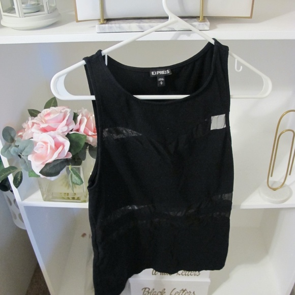 Women's Express Sleeveless Mesh Shirt Chic Date night Top Size : M Black EUC - Picture 4 of 7